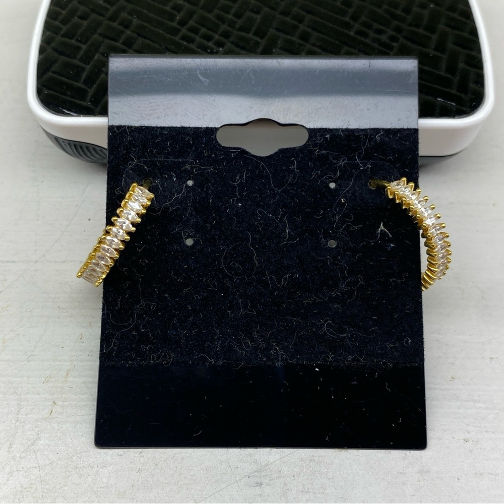 925 Sterling Gold Vermeil Water Fall CZ Hoop Earrings